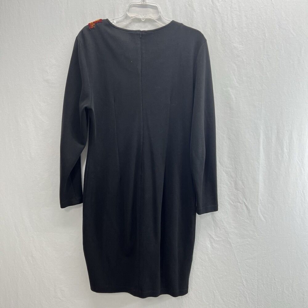 Vintage Sheath Dress Carole Little Medium Black Embellished Knit Knee Length - Picture 6 of 10